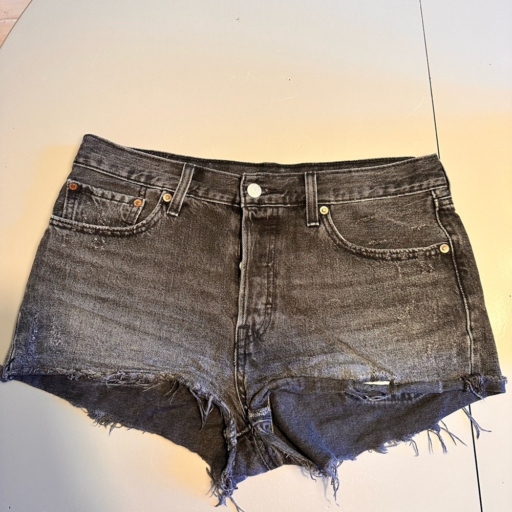 Levi’s 501 Distressed Black Cutoff Shorts